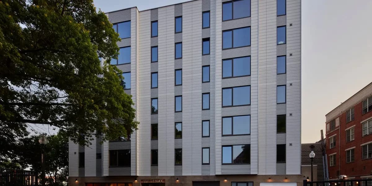 The completed 11 E Lenox mass timber building in Boston, an H+O Structural Engineering project.
